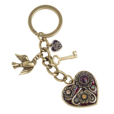 Gold coloured enamel flower key ring