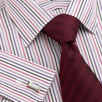 Pink Dobby Striped Long Sleeved Shirt