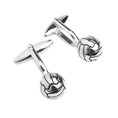 Silver football cufflinks