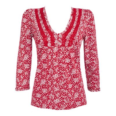 Petite red floral ditsy t-shirt