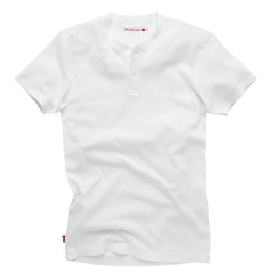 White Henley ribbed granddad t-shirt