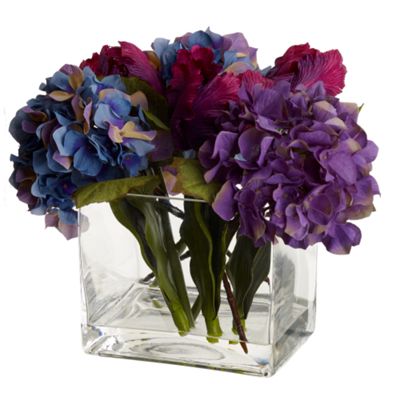 Hydrangea and tulip vase