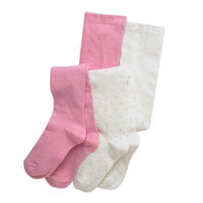 Pack of two pink and white mini heart tights