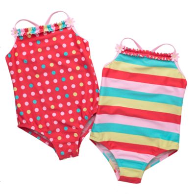 Blue Zoo Pack of two spotted and striped swimsuits