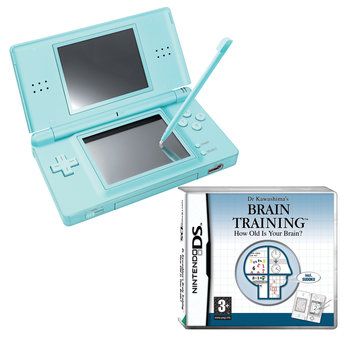 Turquoise Nintendo DS Lite with brain training