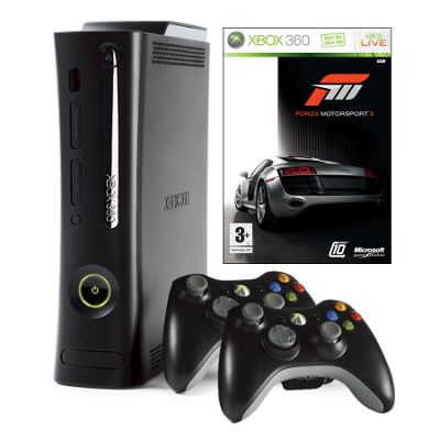 Black XBOX 360 super elite bundle with Forza 3
