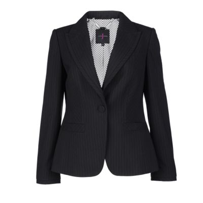 Black pinstripe suit jacket