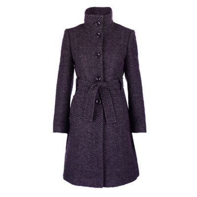 Purple and grey herringbone coat
