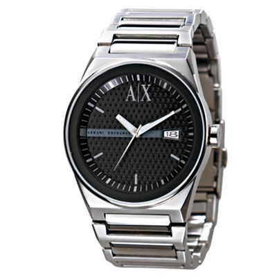 Mens black logo detail watch