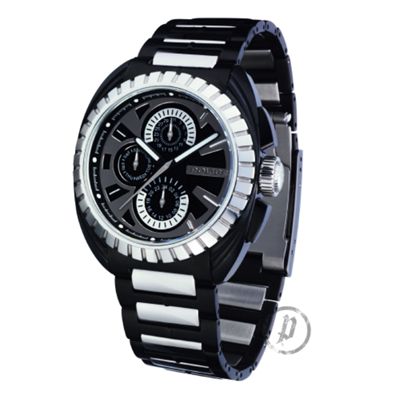 Mens black round dial watch