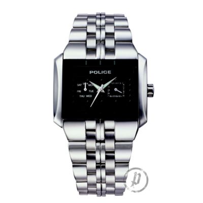 Mens silver coloured square dial watch