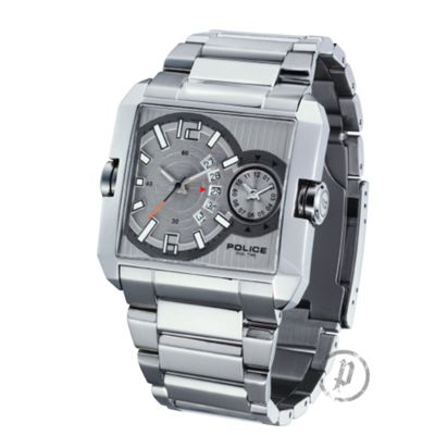 Police Mens silver coloured square chronograph watch