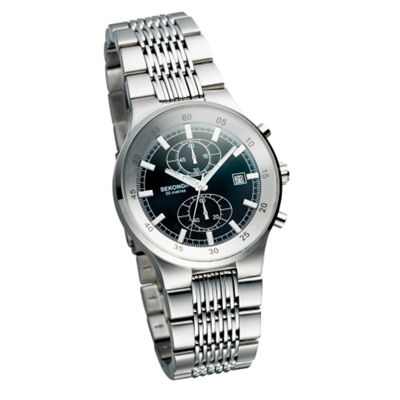 Sekonda Mens black multi dial with bracelet strap