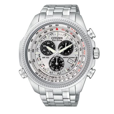 Citizen Mens white and silver coloured chronograph