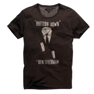 Brown Button Down graphic print t-shirt