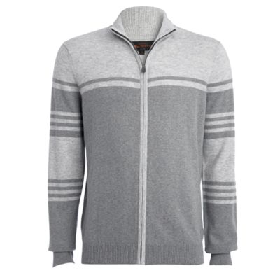 Ben Sherman Grey Ambrose stripe zip through top was �60 now �24