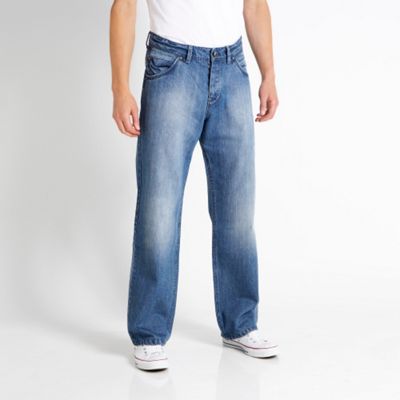 Blue vintage hand brush low & loose jeans