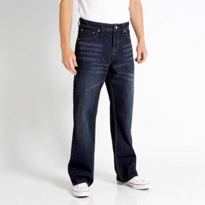 Blue brushed low & loose patch pocket jeans
