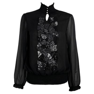 Red Herring Black sheer embellished blouse