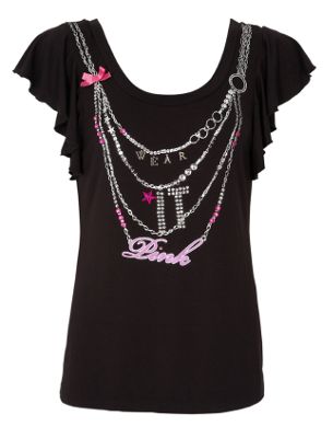 Black necklace Wear it Pink t-shirt