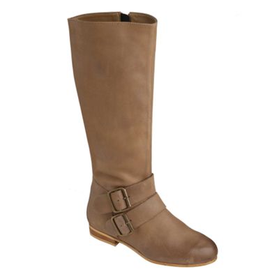 Chocolate long buckle boots