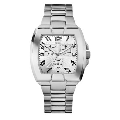 Guess by marciano Mens silver coloured rectangular face