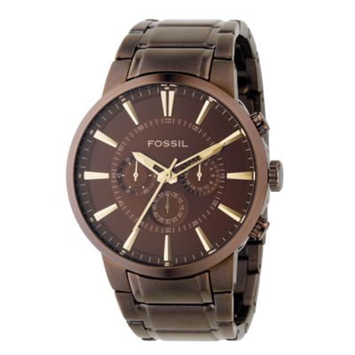 Brown round face bracelet watch