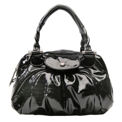 Black 'Ophelia' patent charm bowling bag