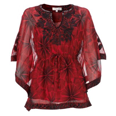 Petite black & red starburst kaftan
