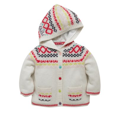 Dark cream jacquard knitted cardigan
