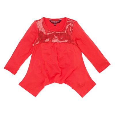 Red sequin hanky hem top