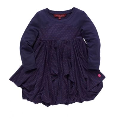 Navy spotted jersey puff dress