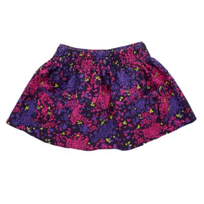 Purple leaf printed skirt