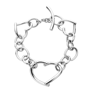 Sterling silver and diamond open heart bracelet