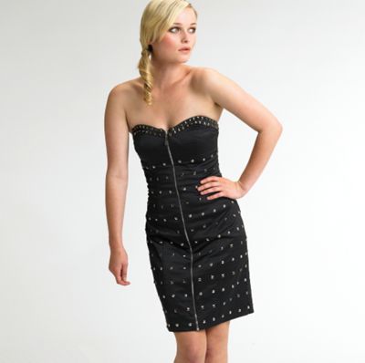 Black studded mini dress