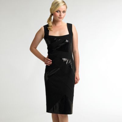 Black sequin embellished body con dress