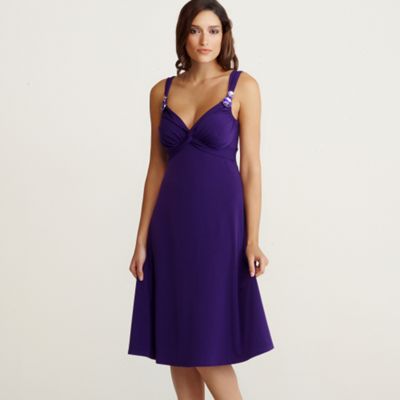 Purple embellished evening dress