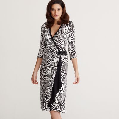 Black & white zebra print wrap dress
