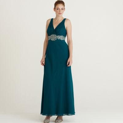 Dark green embellished v-neck dress