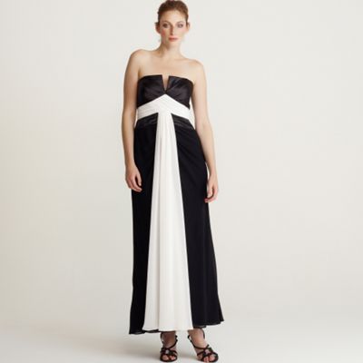 Black satin & chiffon colour block dress