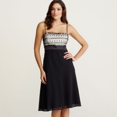 Debut Black and ivory beaded babydoll dress