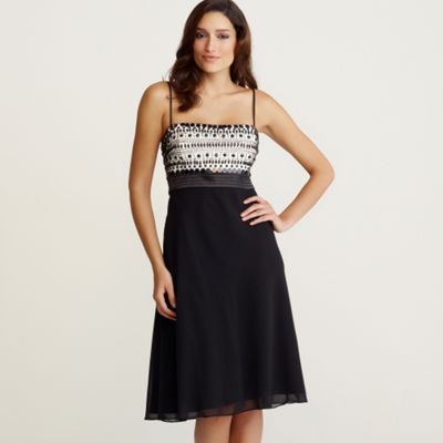 Black and ivory beaded babydoll dress