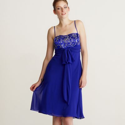 Cobalt embellished babydoll dress