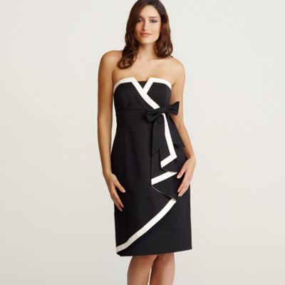 Black waterfall dress with contrast trims