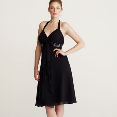 Black ruched bust halter dress