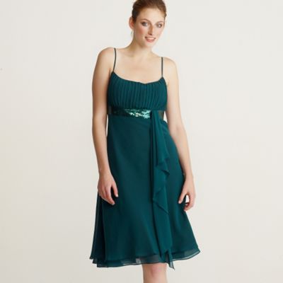 Dark green ruched bust evening dress