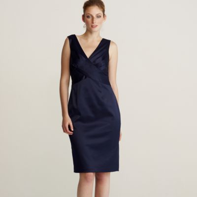 Navy structured satin shift