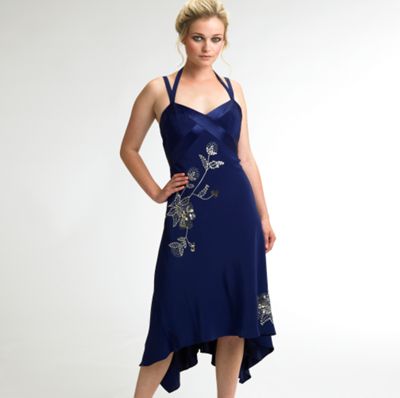 Pearce II Fionda Midnight blue satin trim cocktail dress