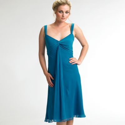 Turquoise silk & jersey dress