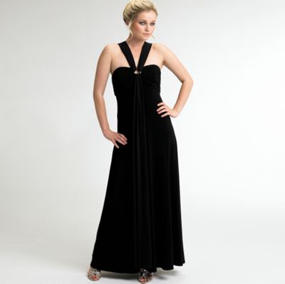 Black ring detail evening dress